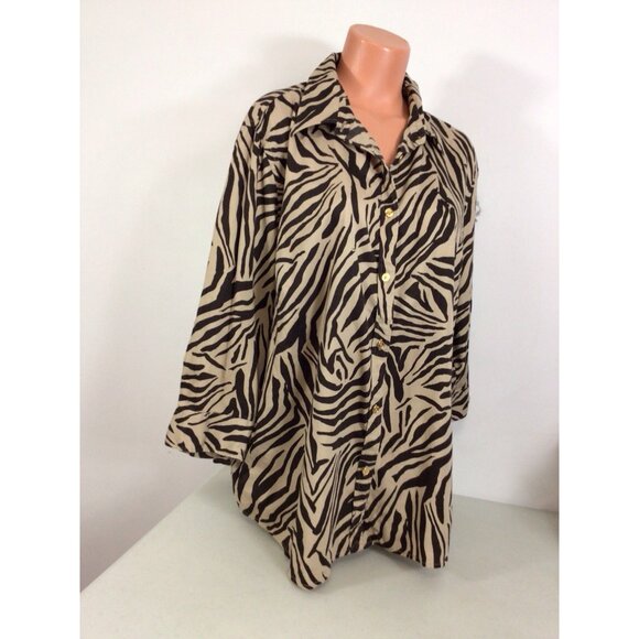 Chaps Animal Print Shirt Womens 3X - Picture 3 of 7